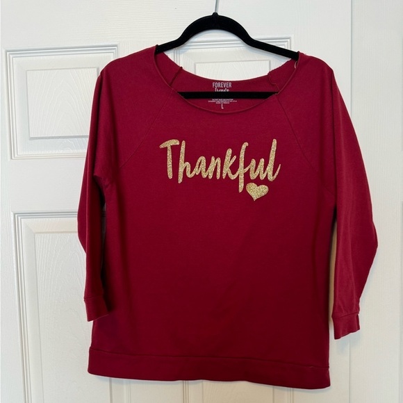 Off the Shoulder “Thankful” Sweatshirt - Picture 3 of 7